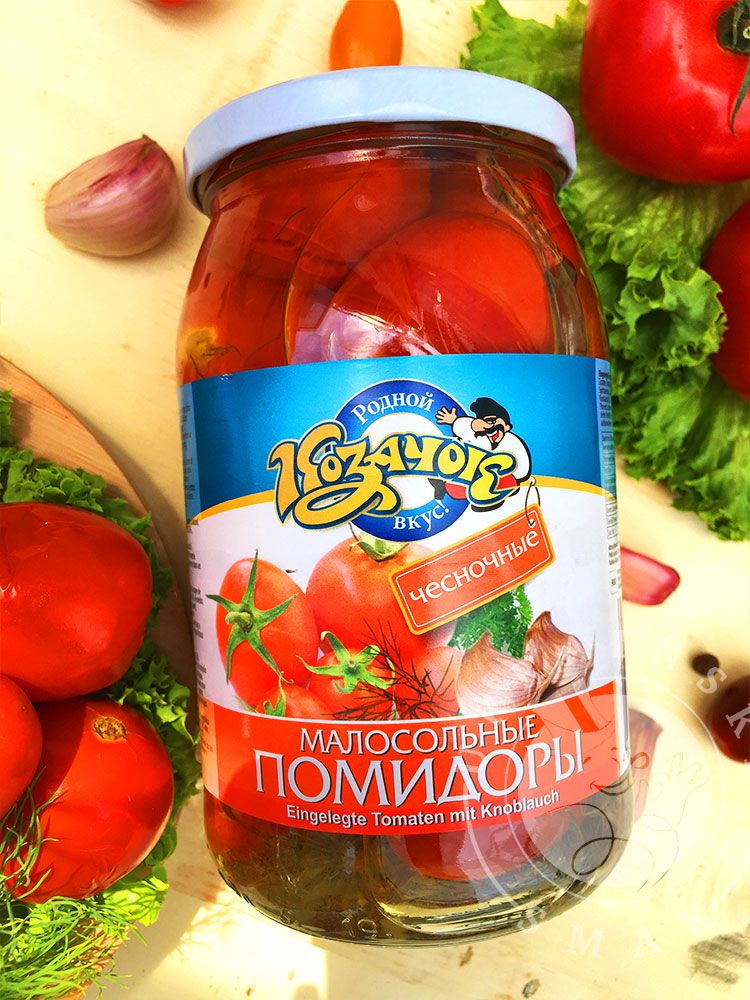 "Małosolne pomidory "Kozaczok" z czosnkiem."