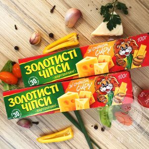 "Chipsy ziemniaczane “Złociste” o smaku sera."