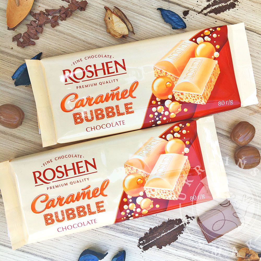 "Karamelowa czekolada bąbelkowa Roshen 80 g."