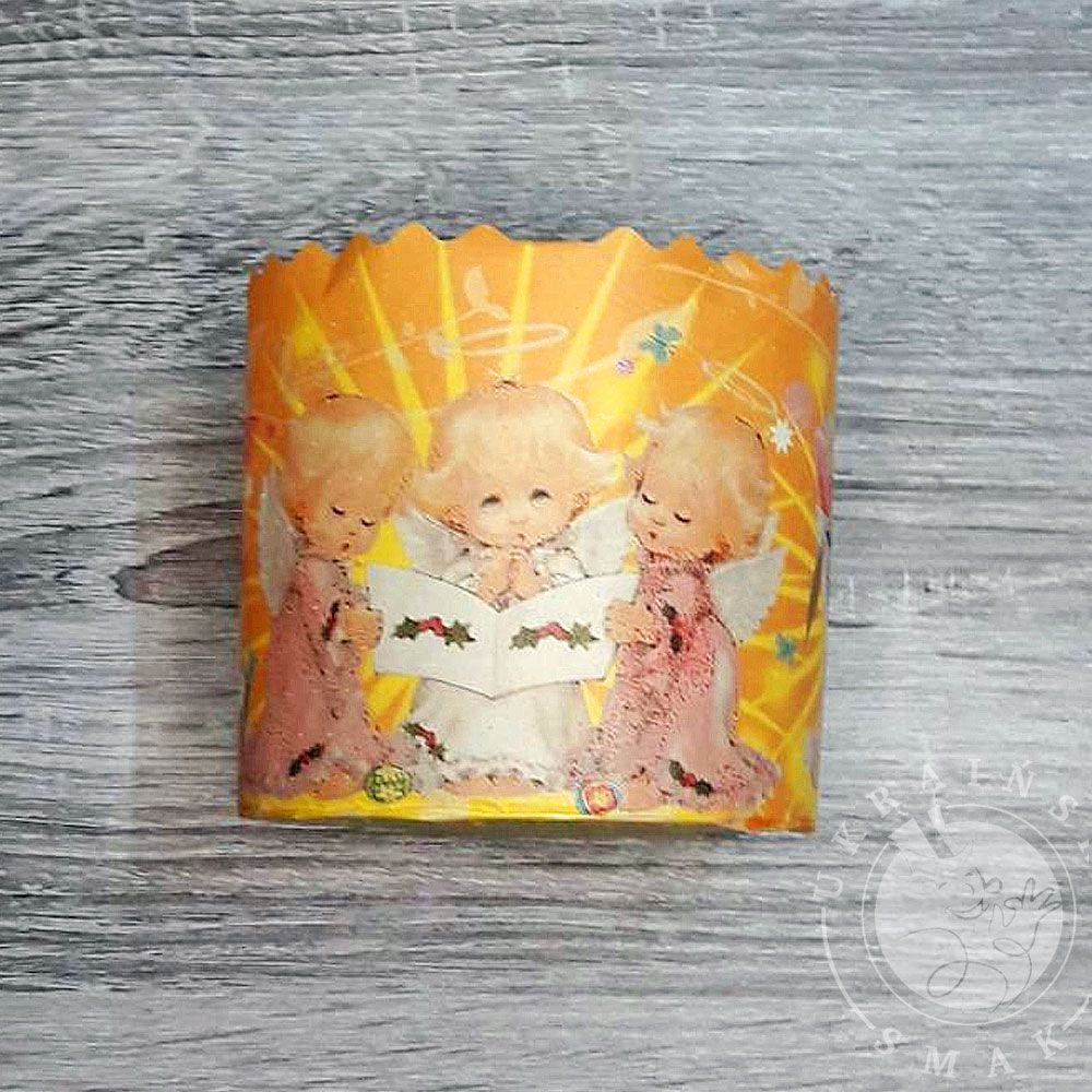 Foremka do pieczenia babki pomarańczowa dekorowana rysunkiem aniołków (Pannetone) 10х9