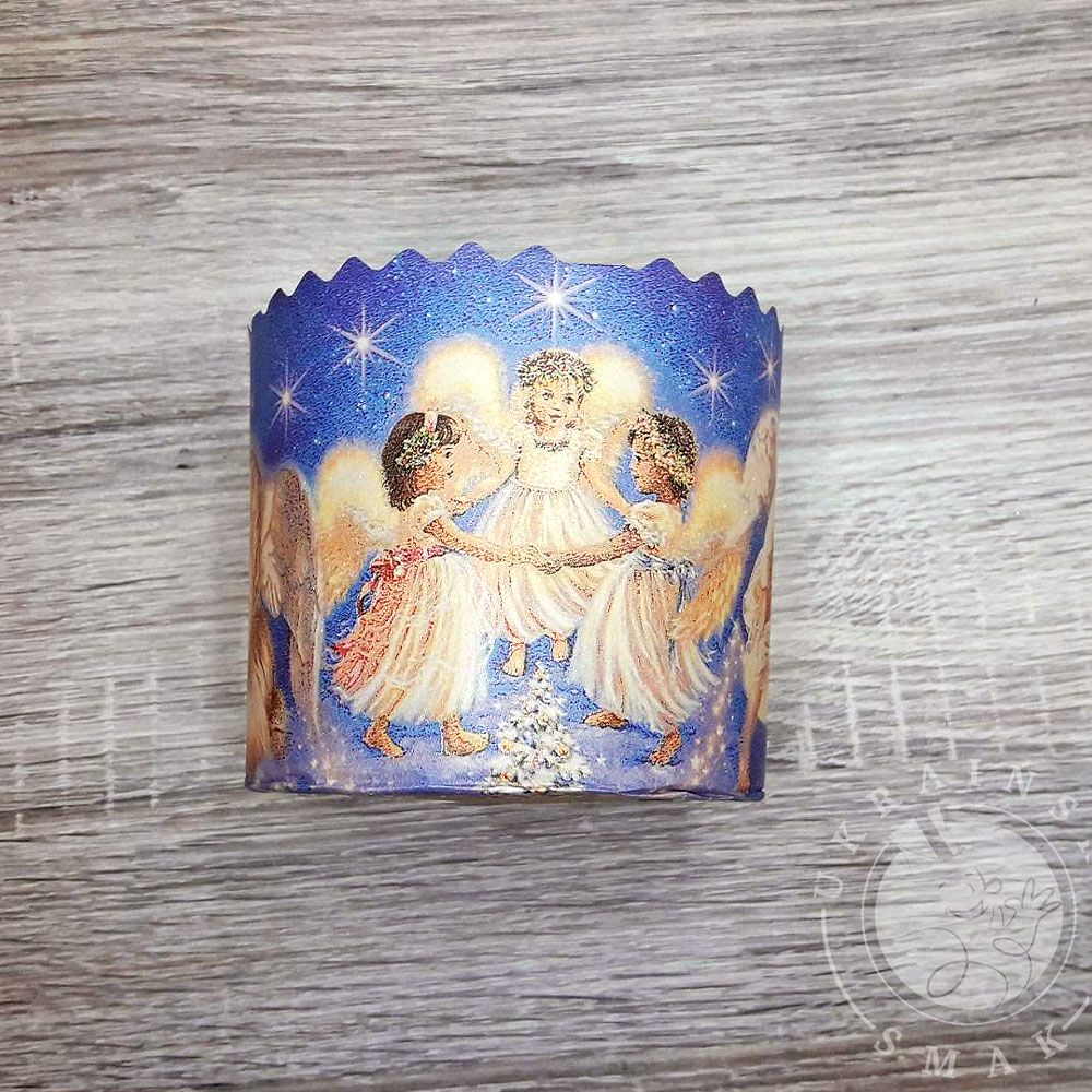 Foremka do pieczenia babki niebieska dekorowana rysunkiem aniołków (Pannetone) 10х9